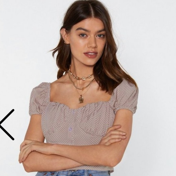 Nasty Gal Tops - Dot to Go Polka Dot Milkmaid Top